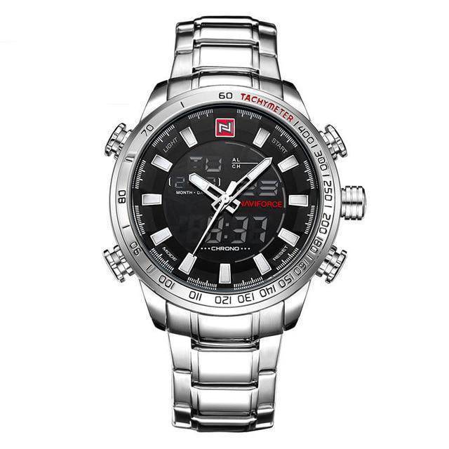 Stainless Waterproof Military Sports Watch Quartz Watches 77 Watch Store silver white