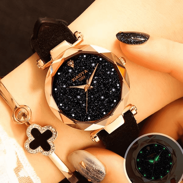 Starry Sky Multicolor Leather Fashion Bracelet Watch For Women Women's Watches Joom Store Black