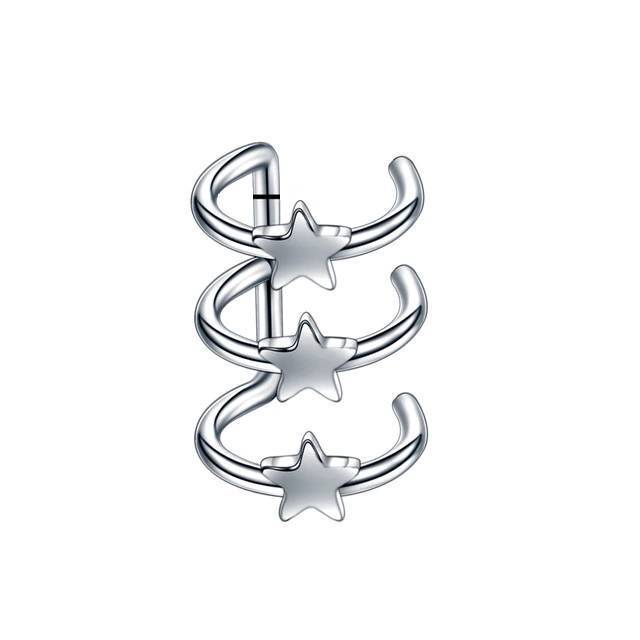 Steel Earrings Fake Piercing Body Jewelry Body Jewelry SWANJO Jewelry Store Style 1 Silver