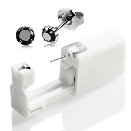 Sterile Disposable Ear Piercing Unit for Body Jewelry Body Jewelry SWANJO Jewelry Store 4mm Silver Black
