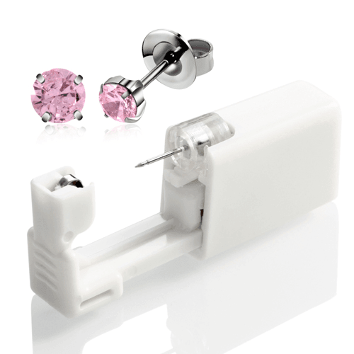 Sterile Disposable Ear Piercing Unit for Body Jewelry Body Jewelry SWANJO Jewelry Store 4mm Silver Pink