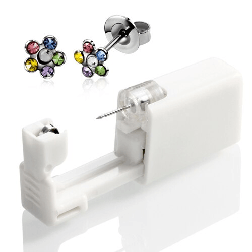 Sterile Disposable Ear Piercing Unit for Body Jewelry Body Jewelry SWANJO Jewelry Store 6mm Silver Flower