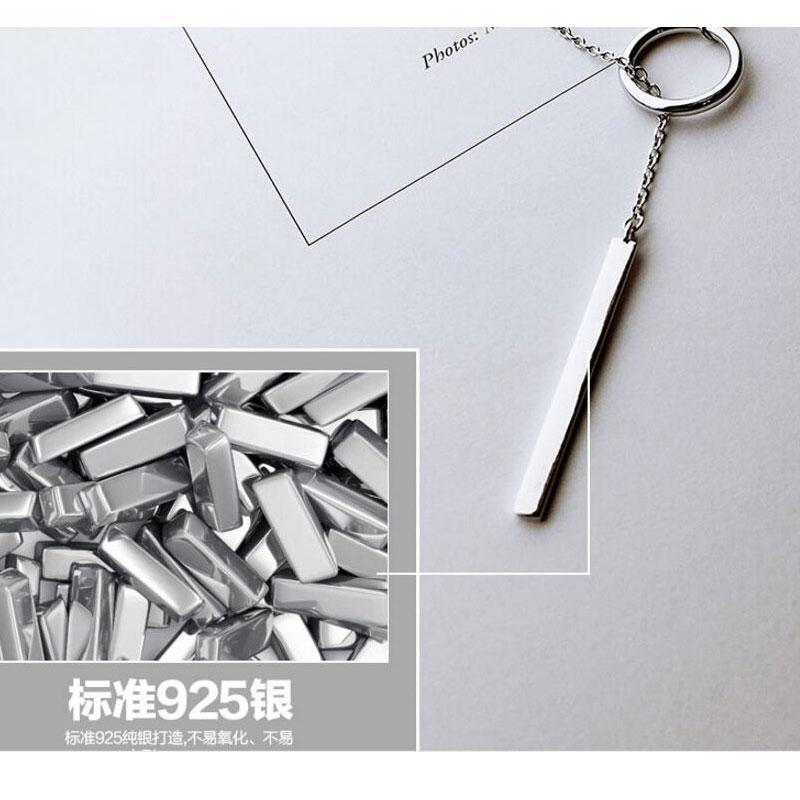 Sterling Silver Circle Strip Long Necklace Chain Necklaces anenjery Official Store