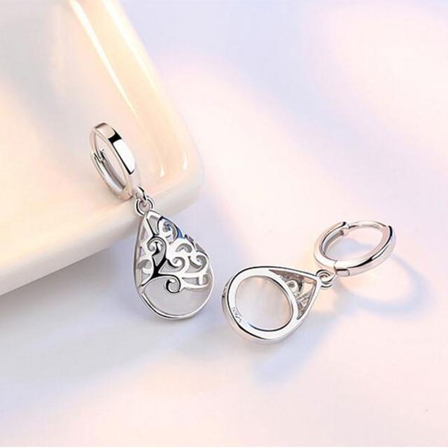 Sterling Silver Opal Tears Earrings Drop Earrings anenjery Official Store white