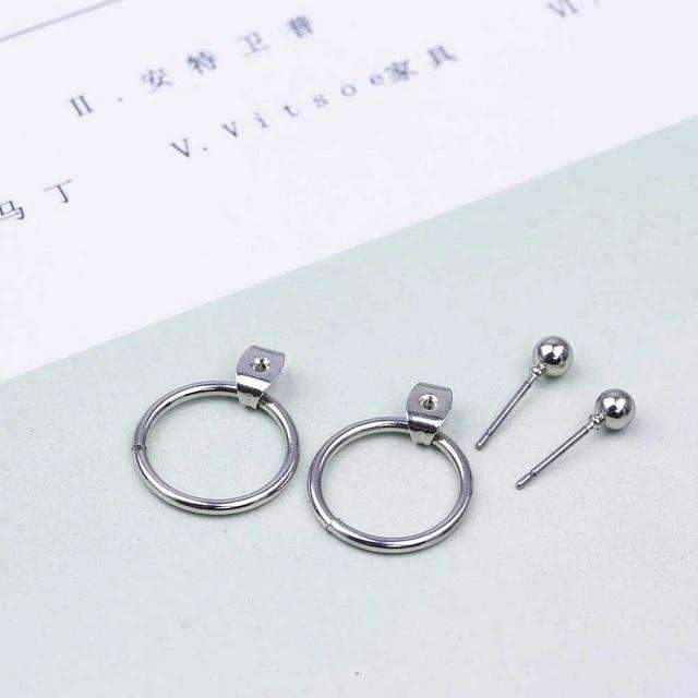 Stud Earrings For Women With Pointed Golden and Silver Push Back Stud Earrings FAMSHIN Official Store Silver