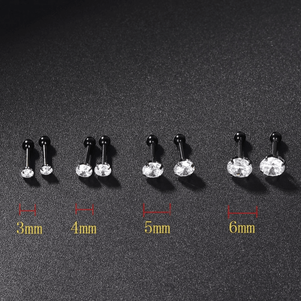 Surgical Steel Crystal Earring Jewelry Body Jewelry yang yang li 3mm Black