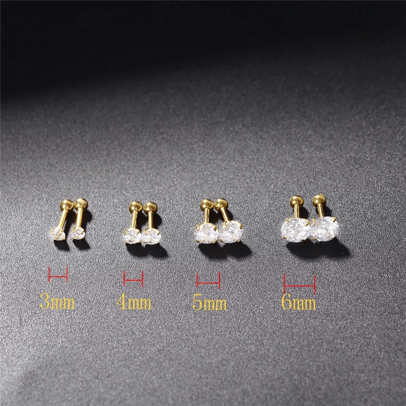 Surgical Steel Crystal Earring Jewelry Body Jewelry yang yang li 3mm Gold