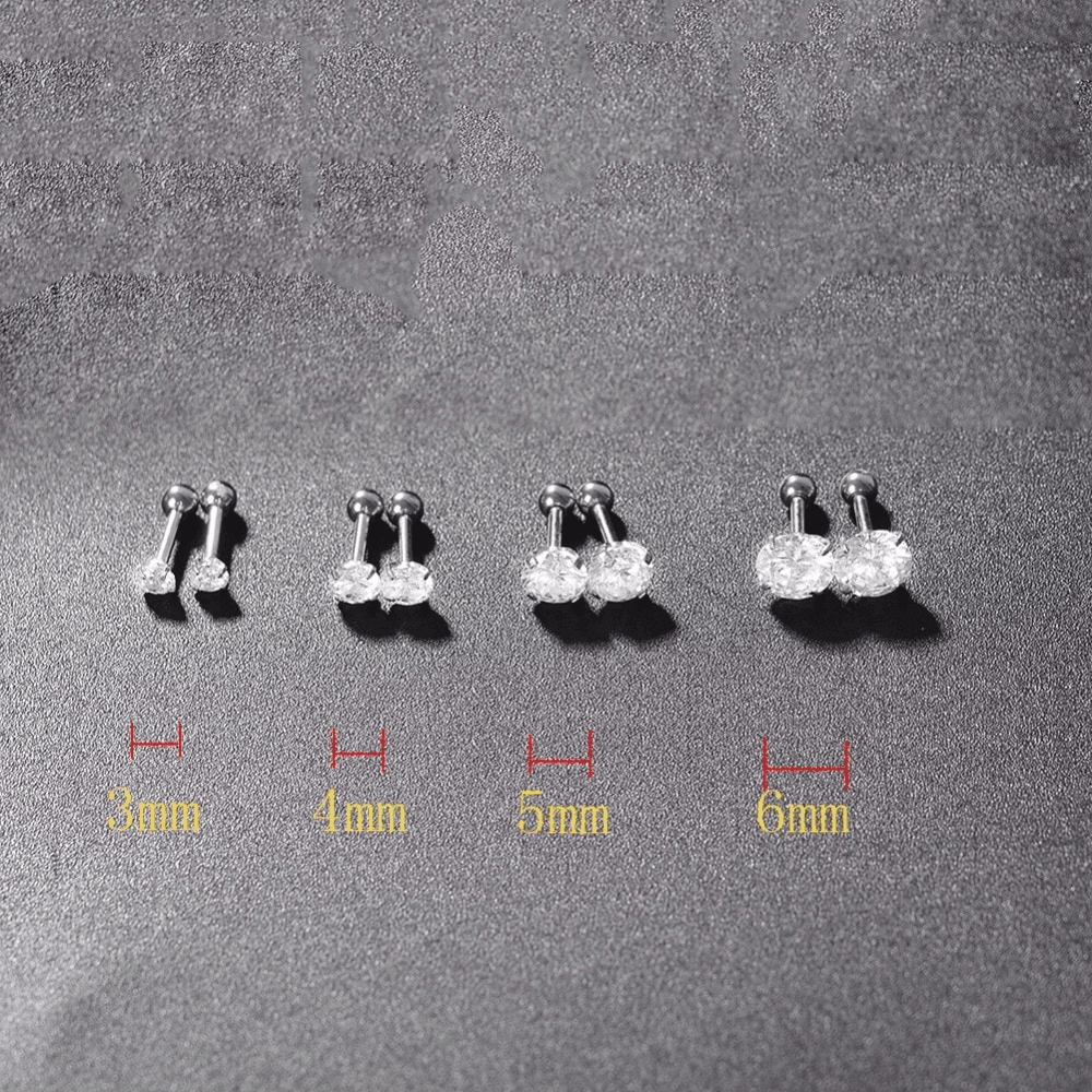 Surgical Steel Crystal Earring Jewelry Body Jewelry yang yang li 3mm Silver