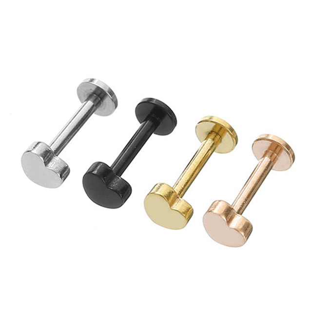 Surgical Steel Labret Ear Piercing Body Jewelry Body Jewelry Trend Wind Store Heart Gold