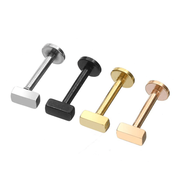 Surgical Steel Labret Ear Piercing Body Jewelry Body Jewelry Trend Wind Store Rectangle Gold