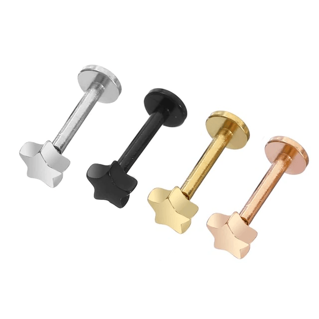 Surgical Steel Labret Ear Piercing Body Jewelry Body Jewelry Trend Wind Store Star Gold