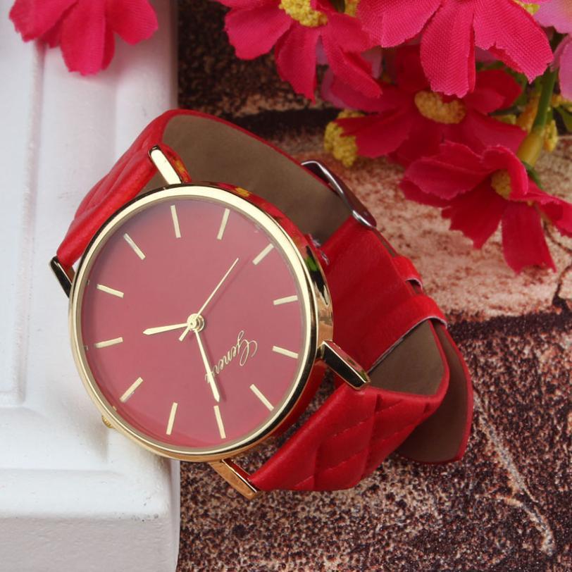 Susenstone Leather Quartz Analog Wristwatch Women's Watches YAZOLE Store