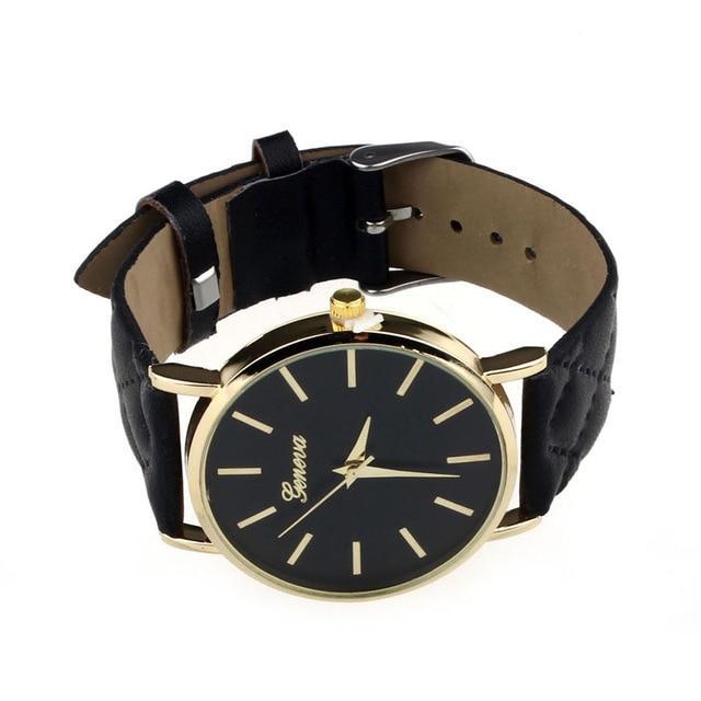 Susenstone Leather Quartz Analog Wristwatch Women's Watches YAZOLE Store Black