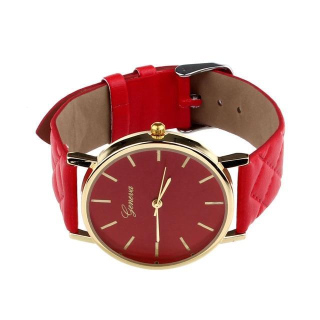 Susenstone Leather Quartz Analog Wristwatch Women's Watches YAZOLE Store Red