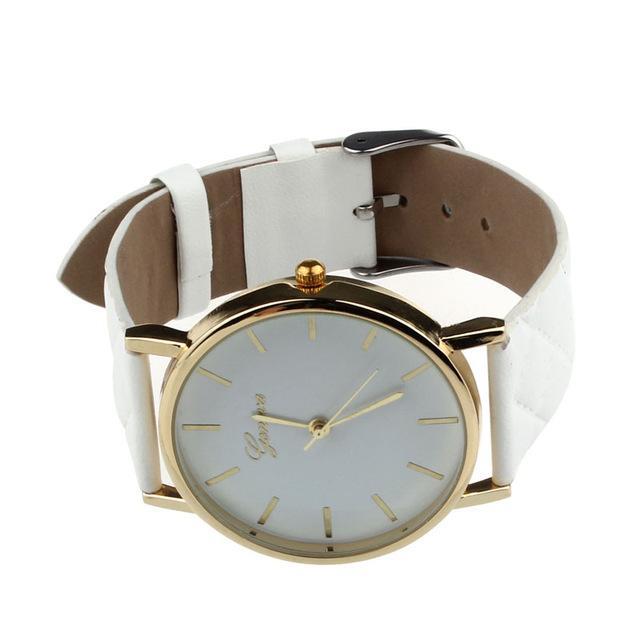 Susenstone Leather Quartz Analog Wristwatch Women's Watches YAZOLE Store White