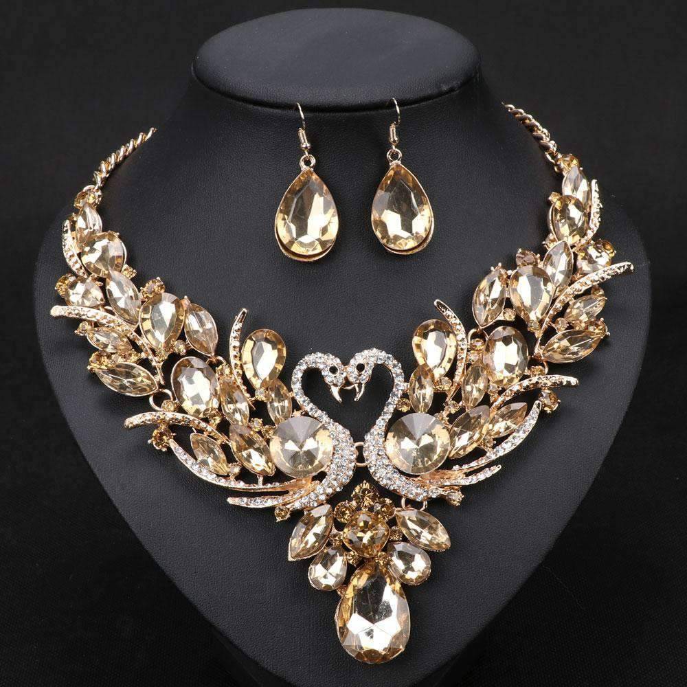 Swan Pendant Blue Crystal Bridal Jewelry Sets For Women Bridal Jewelry Sets Carol Jewelry