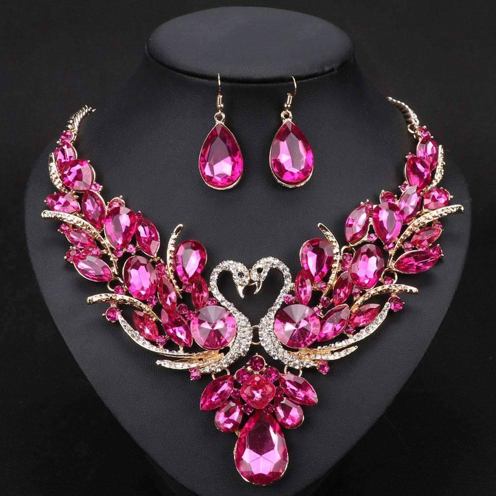Swan Pendant Blue Crystal Bridal Jewelry Sets For Women Bridal Jewelry Sets Carol Jewelry