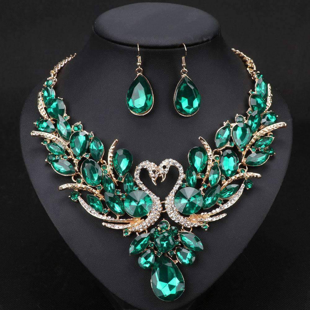 Swan Pendant Blue Crystal Bridal Jewelry Sets For Women Bridal Jewelry Sets Carol Jewelry