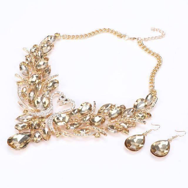 Swan Pendant Blue Crystal Bridal Jewelry Sets For Women Bridal Jewelry Sets Carol Jewelry Gold Gold