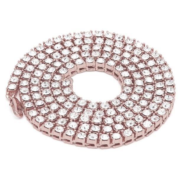 Tennis Chains Iced Out Necklace Chain Necklaces JIE HIPHOP COLLECT Store rose gold 20inch
