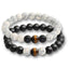 Tiger Eye and Natural Lava Stone Strand Bracelet For Unisex Use Strand Bracelets Princess jewelrys Store White Black