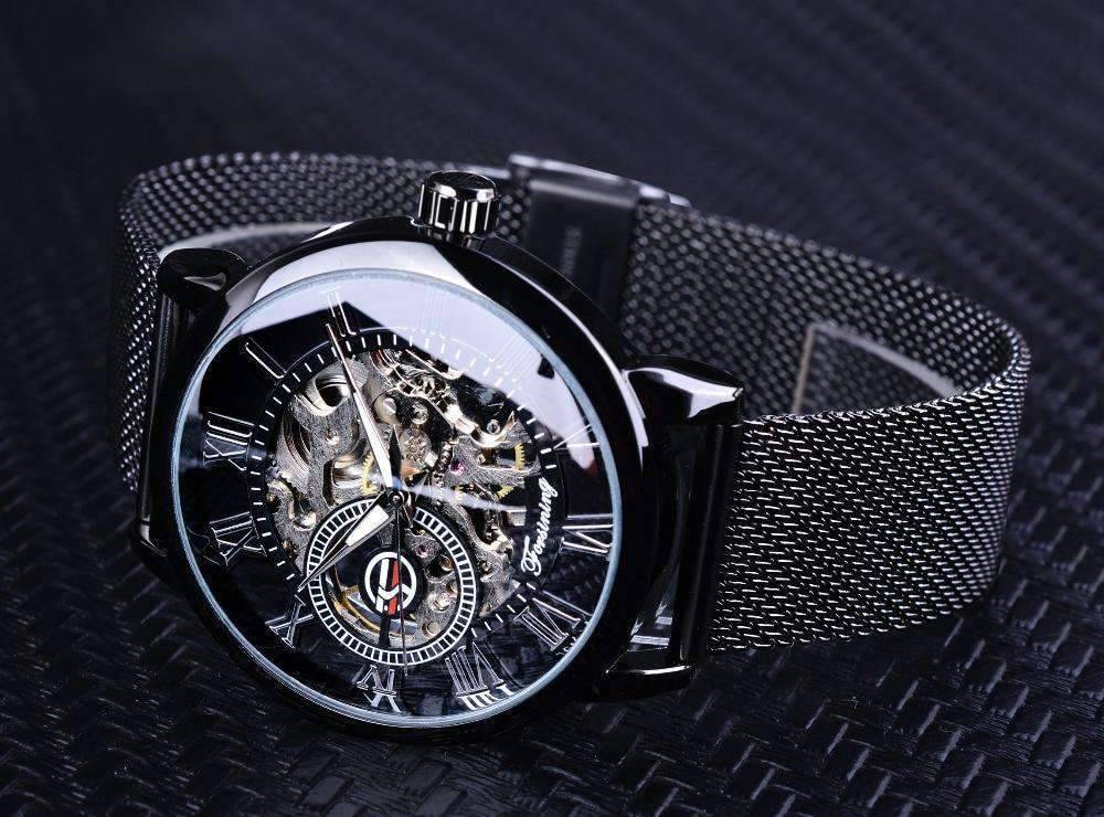 Transparent Case 3D Logo Engraving Men’s Mechanical Watch Mechanical Watches GMT
