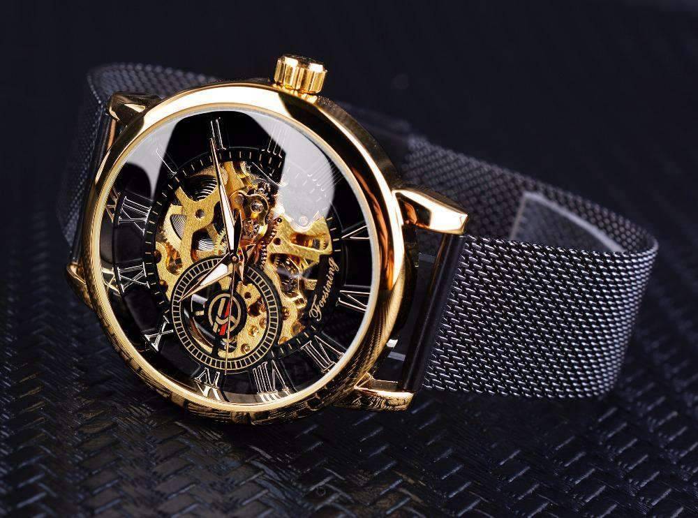 Transparent Case 3D Logo Engraving Men’s Mechanical Watch Mechanical Watches GMT