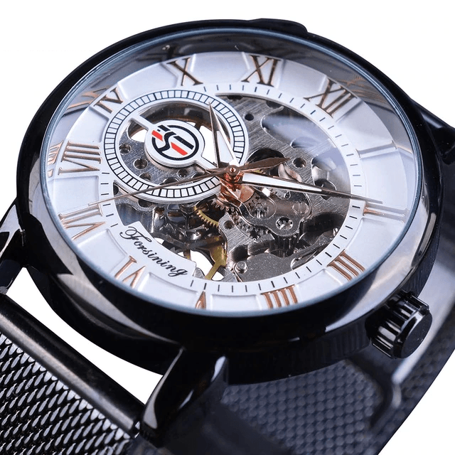 Transparent Case 3D Logo Engraving Men’s Mechanical Watch Mechanical Watches GMT Black White
