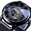 Transparent Case 3D Logo Engraving Men’s Mechanical Watch Mechanical Watches GMT Full Black