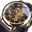 Transparent Case 3D Logo Engraving Men’s Mechanical Watch Mechanical Watches GMT Golden Black