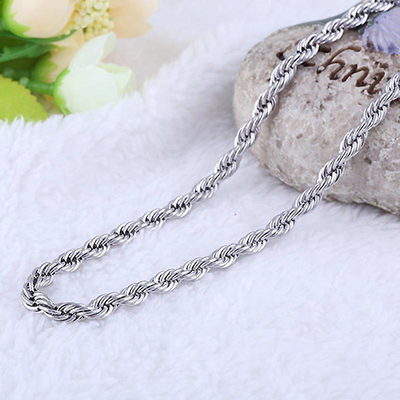 Twisted Rope Silver Chain Necklace Chain Necklaces SUMENG Store