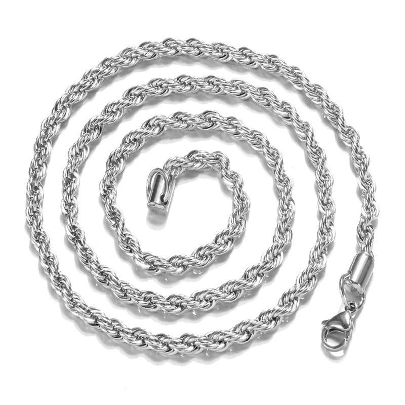 Twisted Rope Silver Chain Necklace Chain Necklaces SUMENG Store