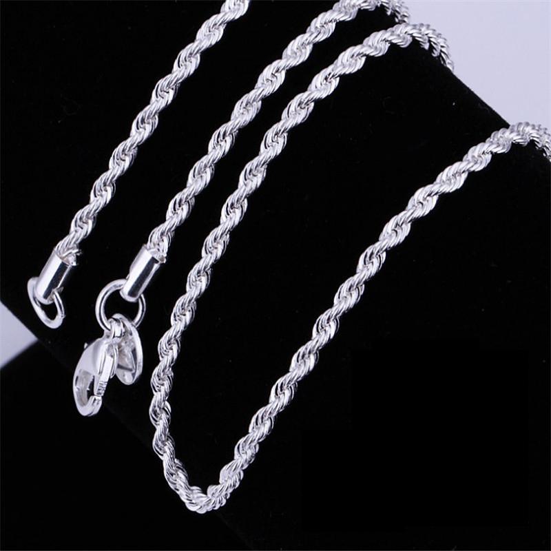 Twisted Rope Silver Chain Necklace Chain Necklaces SUMENG Store