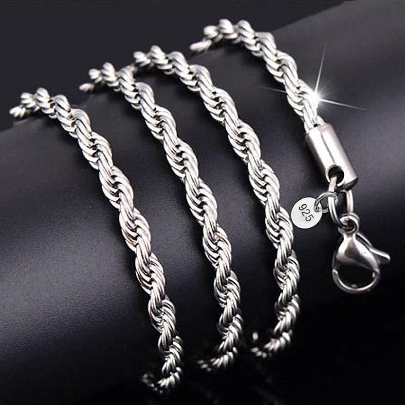 Twisted Rope Silver Chain Necklace Chain Necklaces SUMENG Store