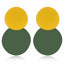 Uneven Metal Round Earrings Drop Earrings xiyanike Official Store Yellow Green