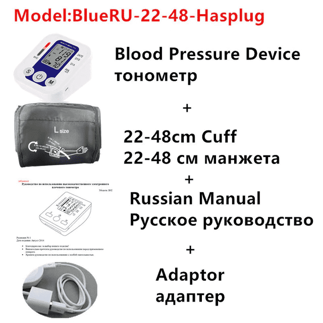 Upper Arm Automatic Digital Blood Pressure Monitor Blood Pressure JZK Life House Store BlueRU-22-48-HasPlug