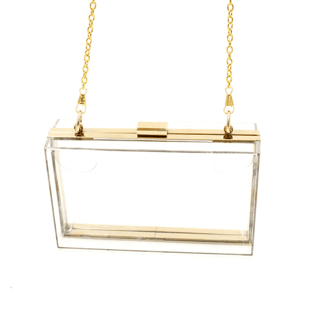 Versatile Acrylic Transparent Chain Box Clutch Bag for Women Clutches Gnirue Store Golden Transparent