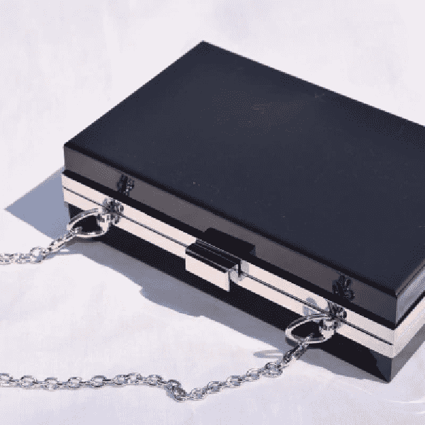 Versatile Acrylic Transparent Chain Box Clutch Bag for Women Clutches Gnirue Store Silvery Black