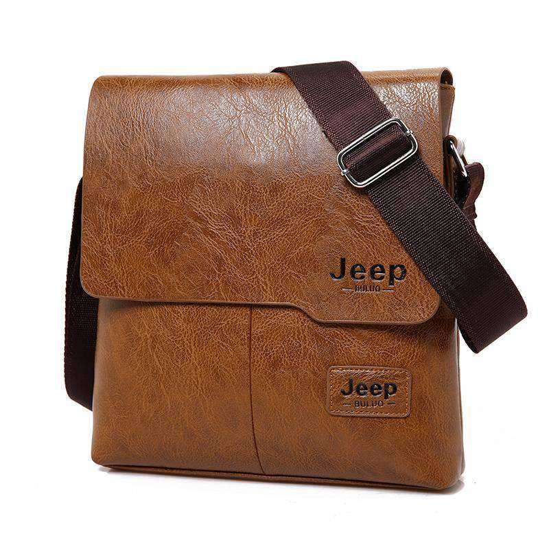 Versatile Casual Leather Single Strap Crossbody bag for Men Crossbody Bags jeep buluo Qriginal Store Large Khaki