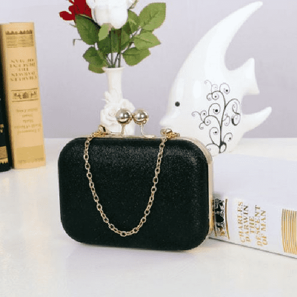 Versatile Chain Shoulder Leather Clutch Bag for Women Clutches Ant book Store clip black