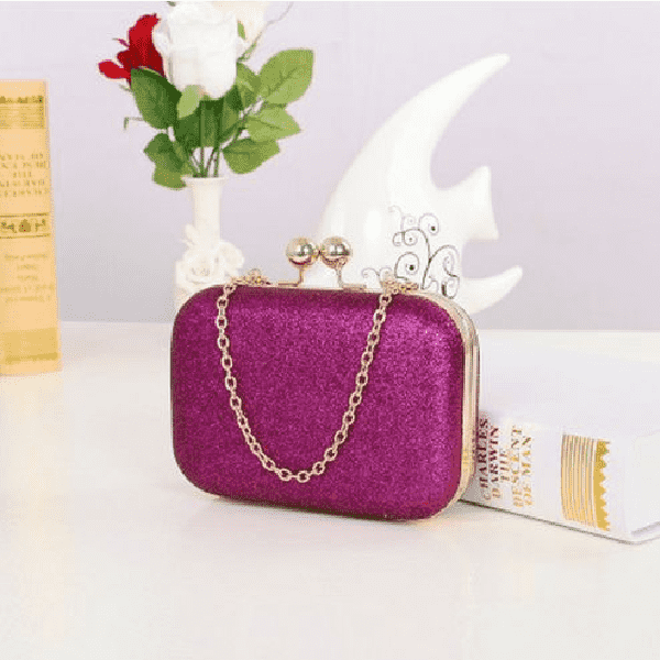 Versatile Chain Shoulder Leather Clutch Bag for Women Clutches Ant book Store clip dark purple