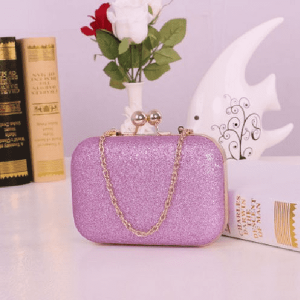 Versatile Chain Shoulder Leather Clutch Bag for Women Clutches Ant book Store clip purple