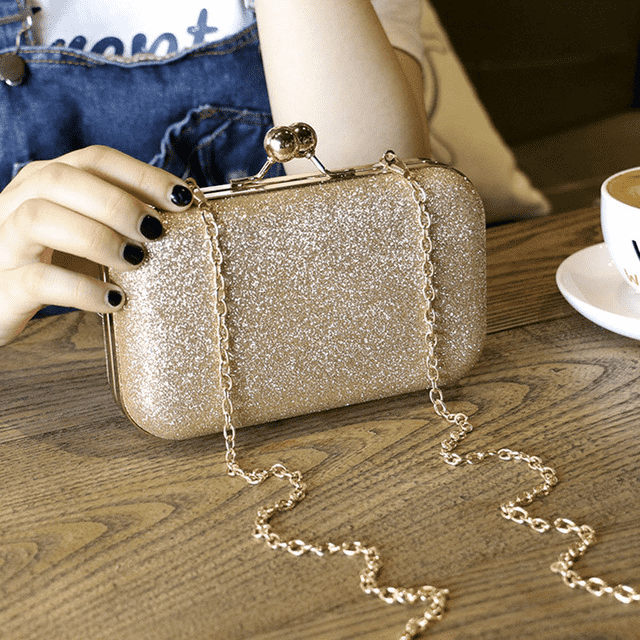 Versatile Chain Shoulder Leather Clutch Bag for Women Clutches Ant book Store gold large