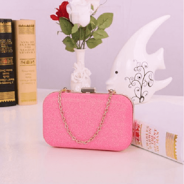 Versatile Chain Shoulder Leather Clutch Bag for Women Clutches Ant book Store pink