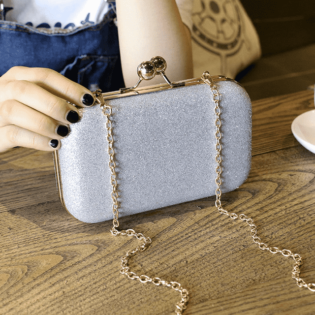 Versatile Chain Shoulder Leather Clutch Bag for Women Clutches Ant book Store silver large