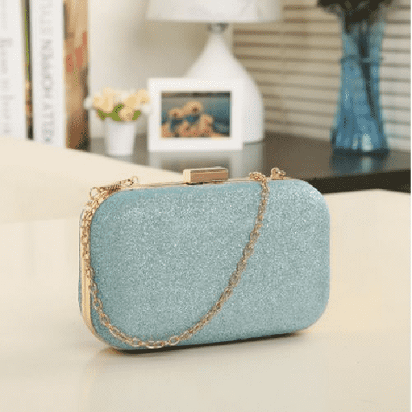 Versatile Chain Shoulder Leather Clutch Bag for Women Clutches Ant book Store sky blue