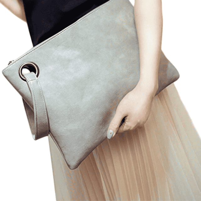 Versatile Envelope Shaped Leather Clutch Bag for Women Clutches HuiHan Trading Co.,Ltd. Store Gray (30cm<Max Length<50cm)