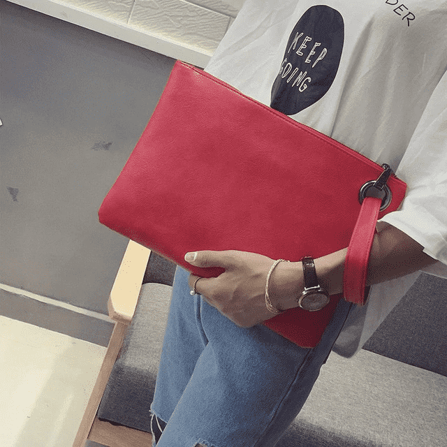 Versatile Envelope Shaped Leather Clutch Bag for Women Clutches HuiHan Trading Co.,Ltd. Store Red (30cm<Max Length<50cm)