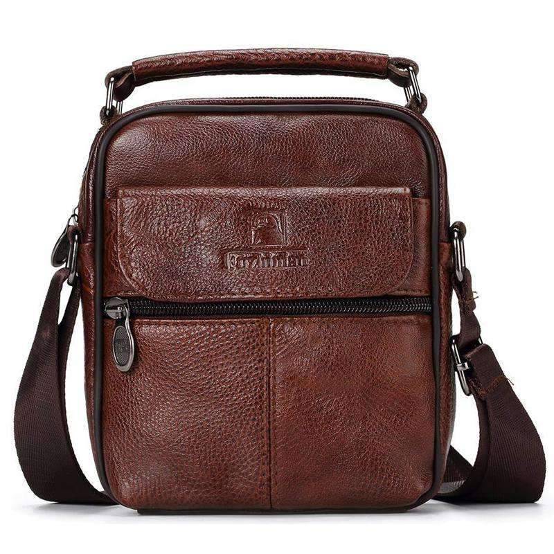 Versatile Genuine Leather Shoulder Crossbody Bags for Men Crossbody Bags FUZHINIAO Official Store Brown Mini(Max Length<20cm)