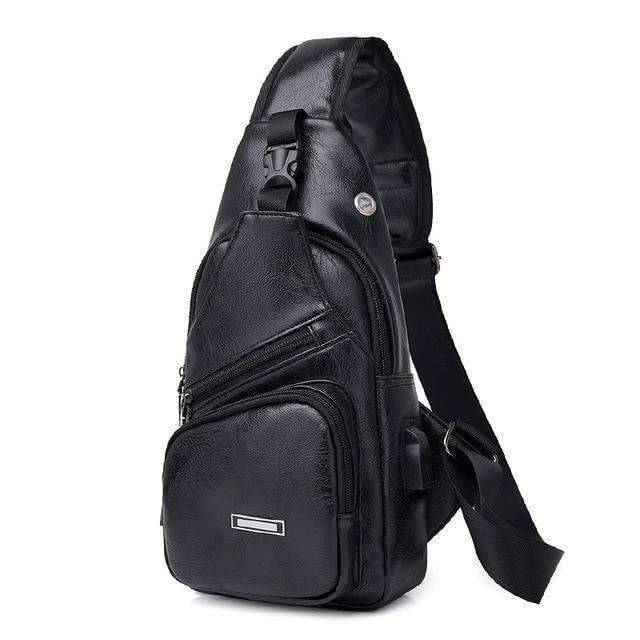 Versatile Leather Fashioned Oxford Soft Crossbody Bag for Men and Women Crossbody Bags runningtiger Schoolbag Store DYZ888 Black